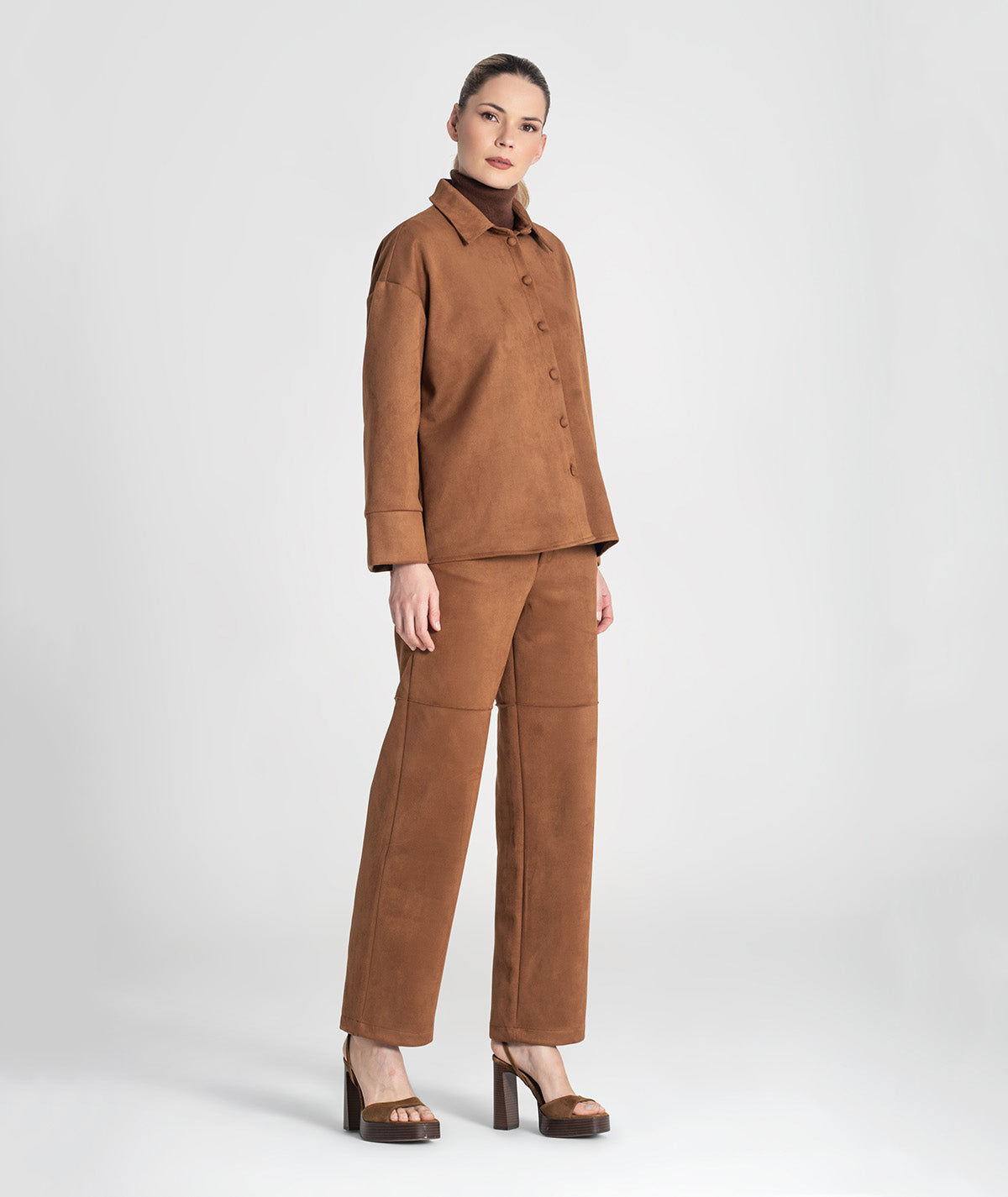 Calças largas com costuras 6442