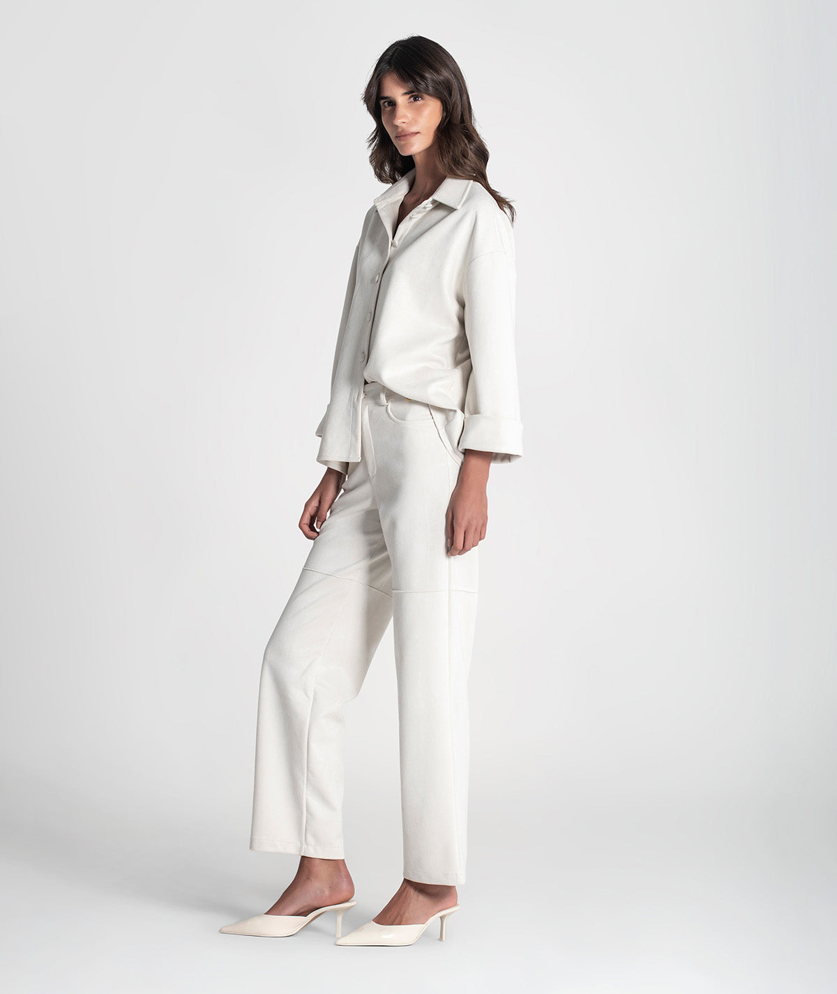 Calças largas com costuras 6442