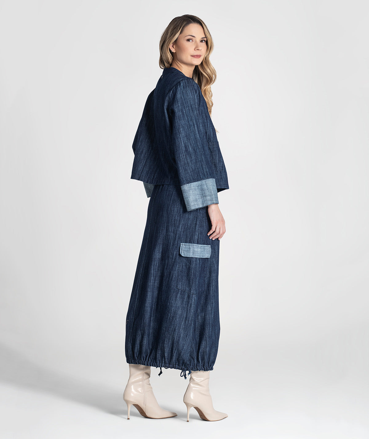 Casaco curto tencel com botão 6453