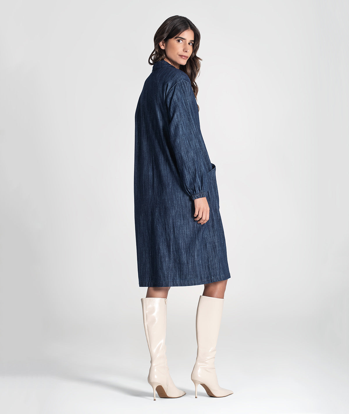 Casaco comprido tencel com botões e bolsos 6455