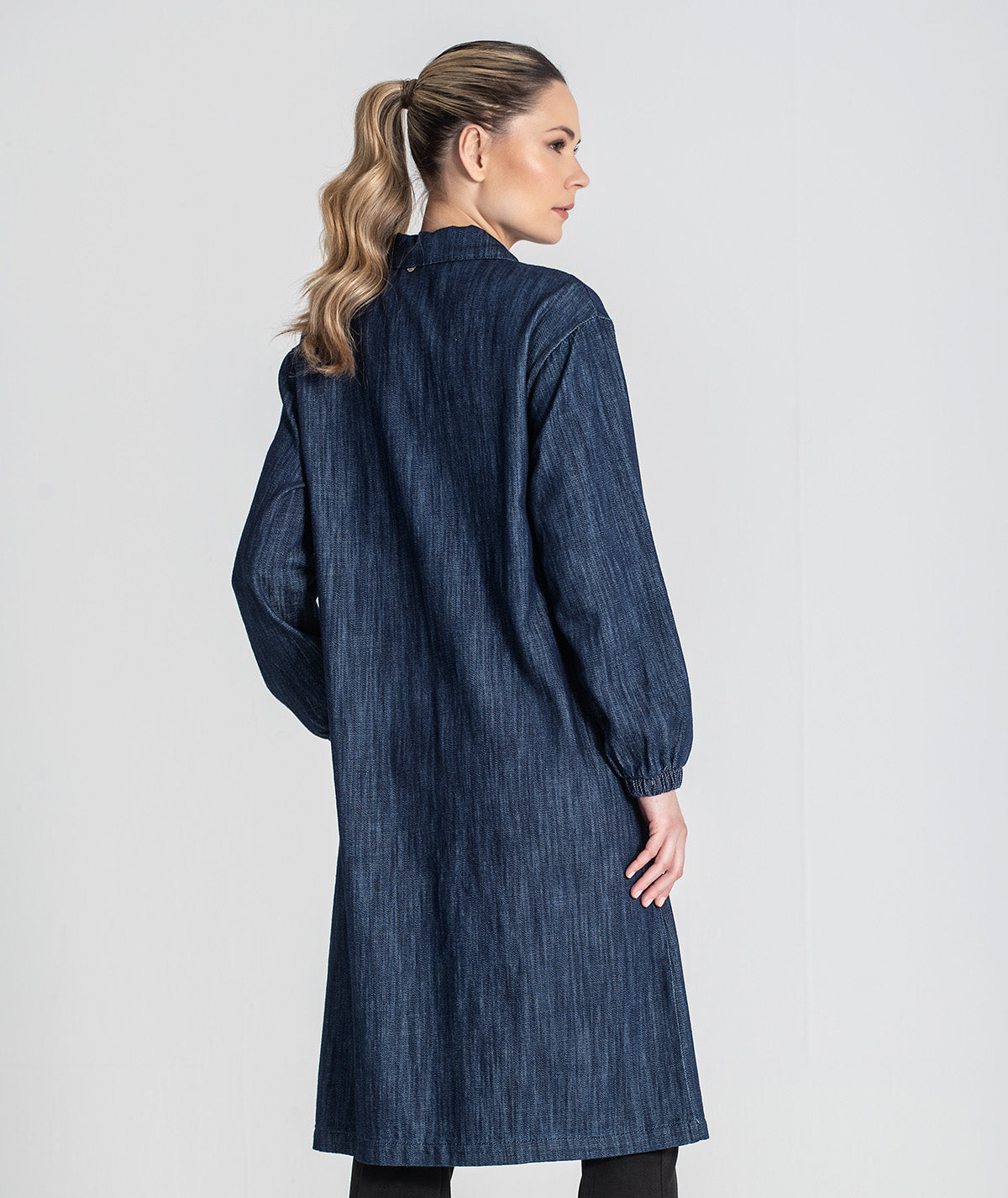 Casaco comprido tencel com botões e bolsos 6455