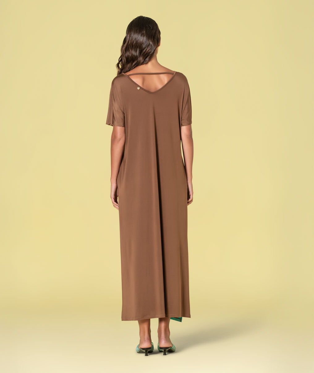 Two-tone V-neck dress 6468