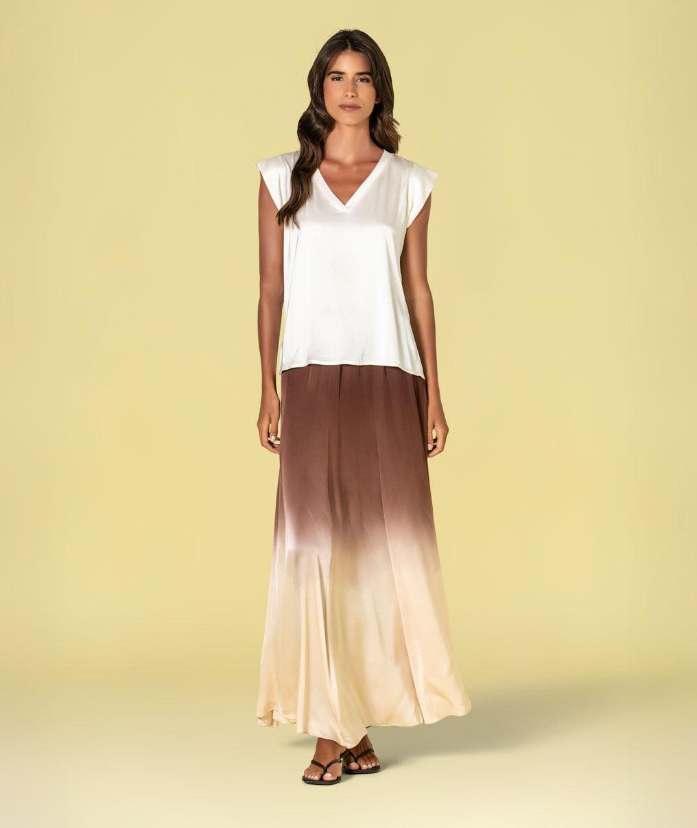 Blusa decote em v acetinada 6479