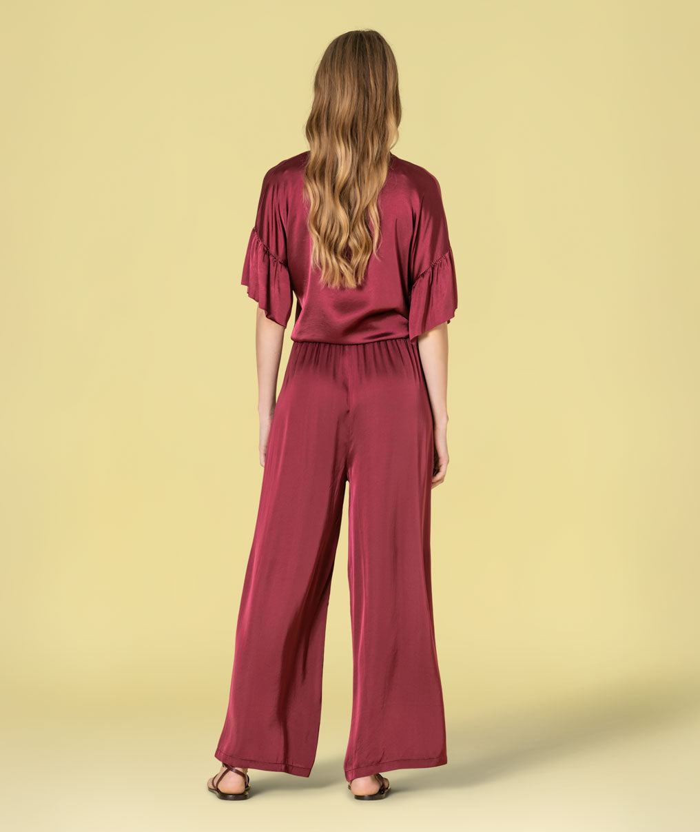 Satin blouse with buttons and knot at the front 6480