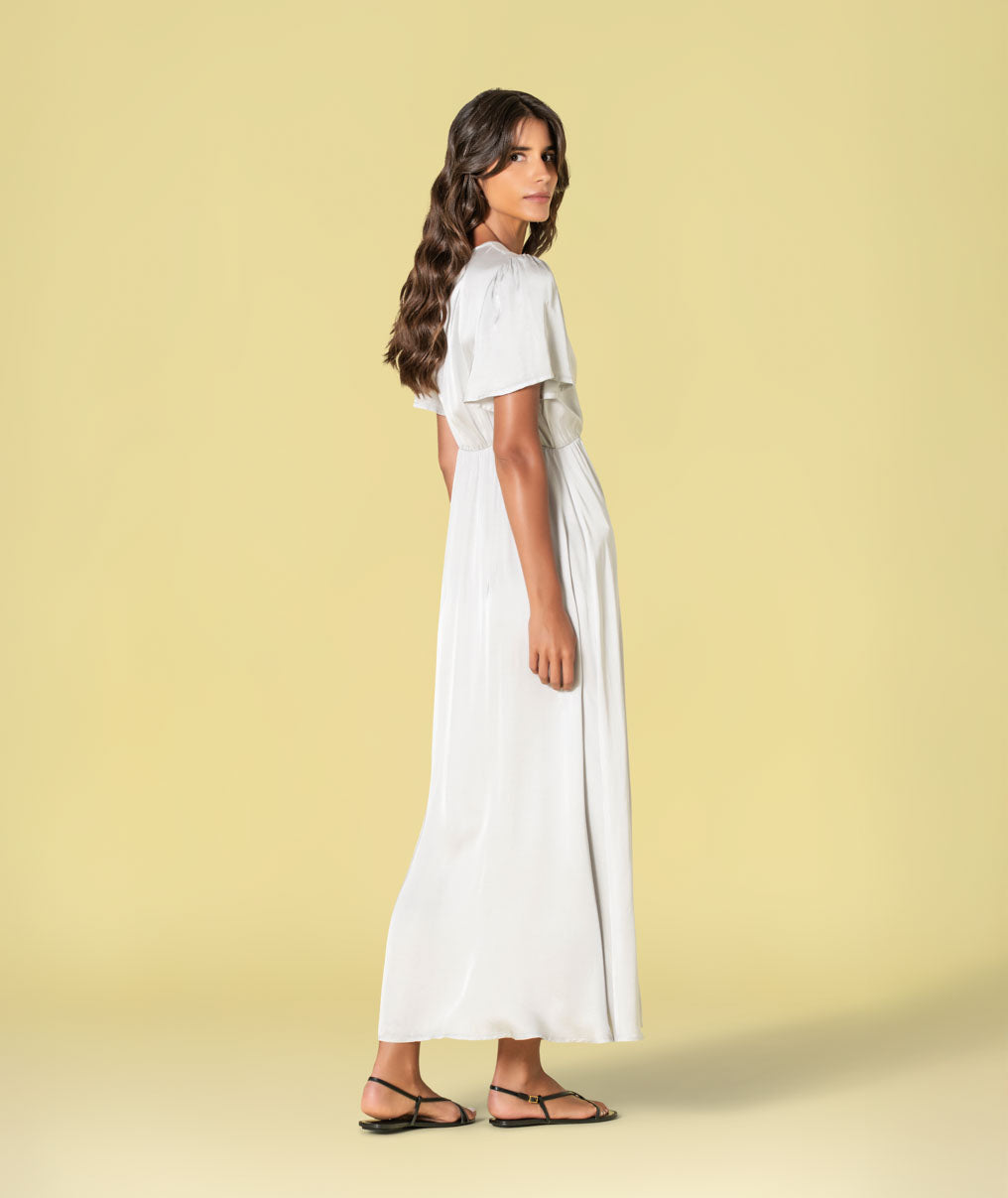 Vestido acetinado cruzado 6485