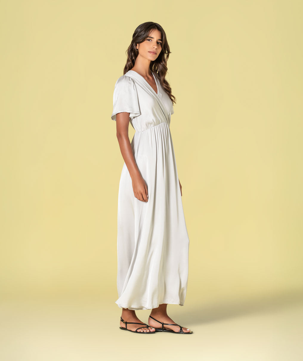 Vestido acetinado cruzado 6485