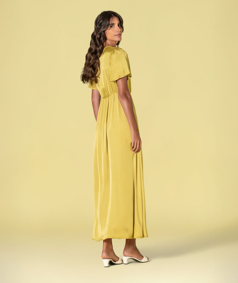 Vestido acetinado cruzado 6485