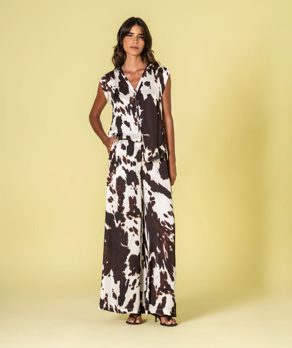 Animal print button-down blouse 6488