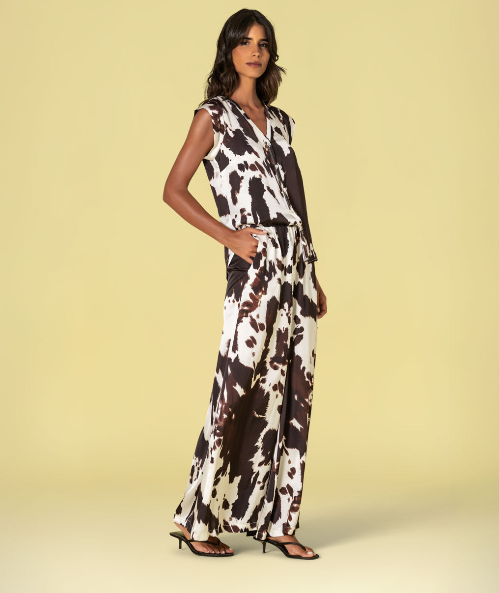 Calças largas animal print 6489