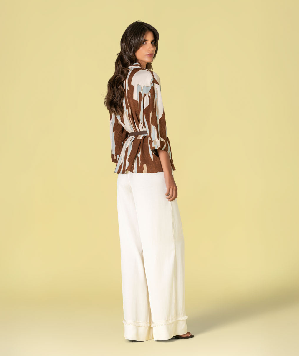 Kimono com padrão geométrico e cinto 6497