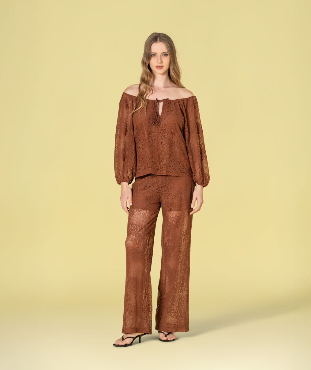 Blusa perfurada com atilhos 6499