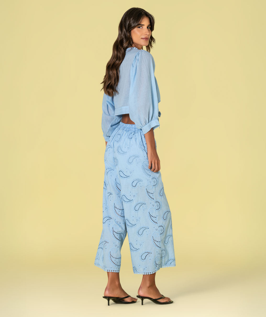 English embroidery blouse with buttons 6510