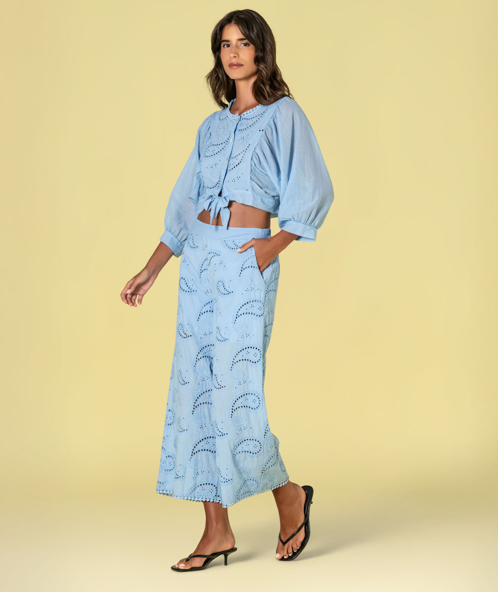 English embroidery blouse with buttons 6510