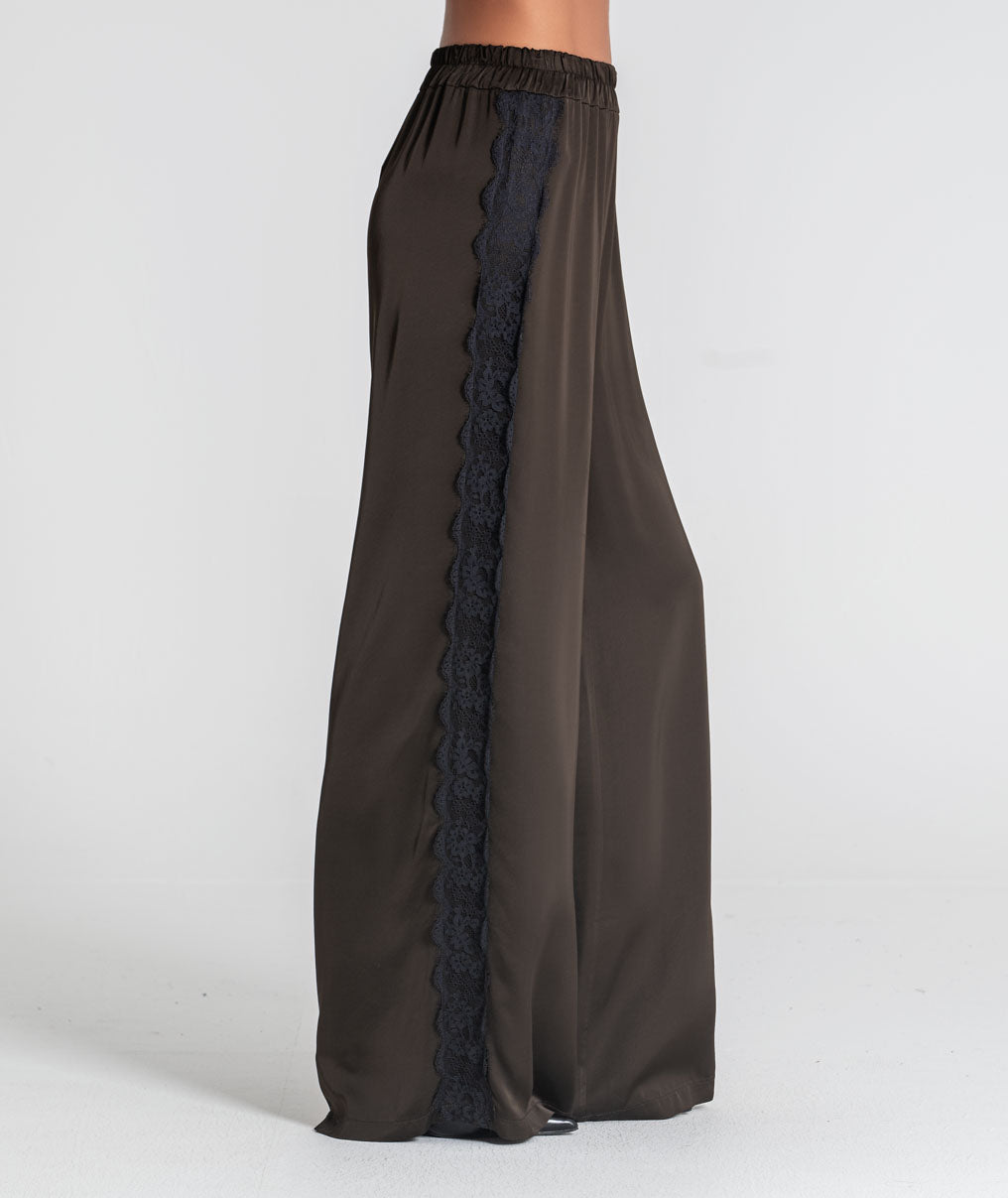 Satin trousers with lace 6522