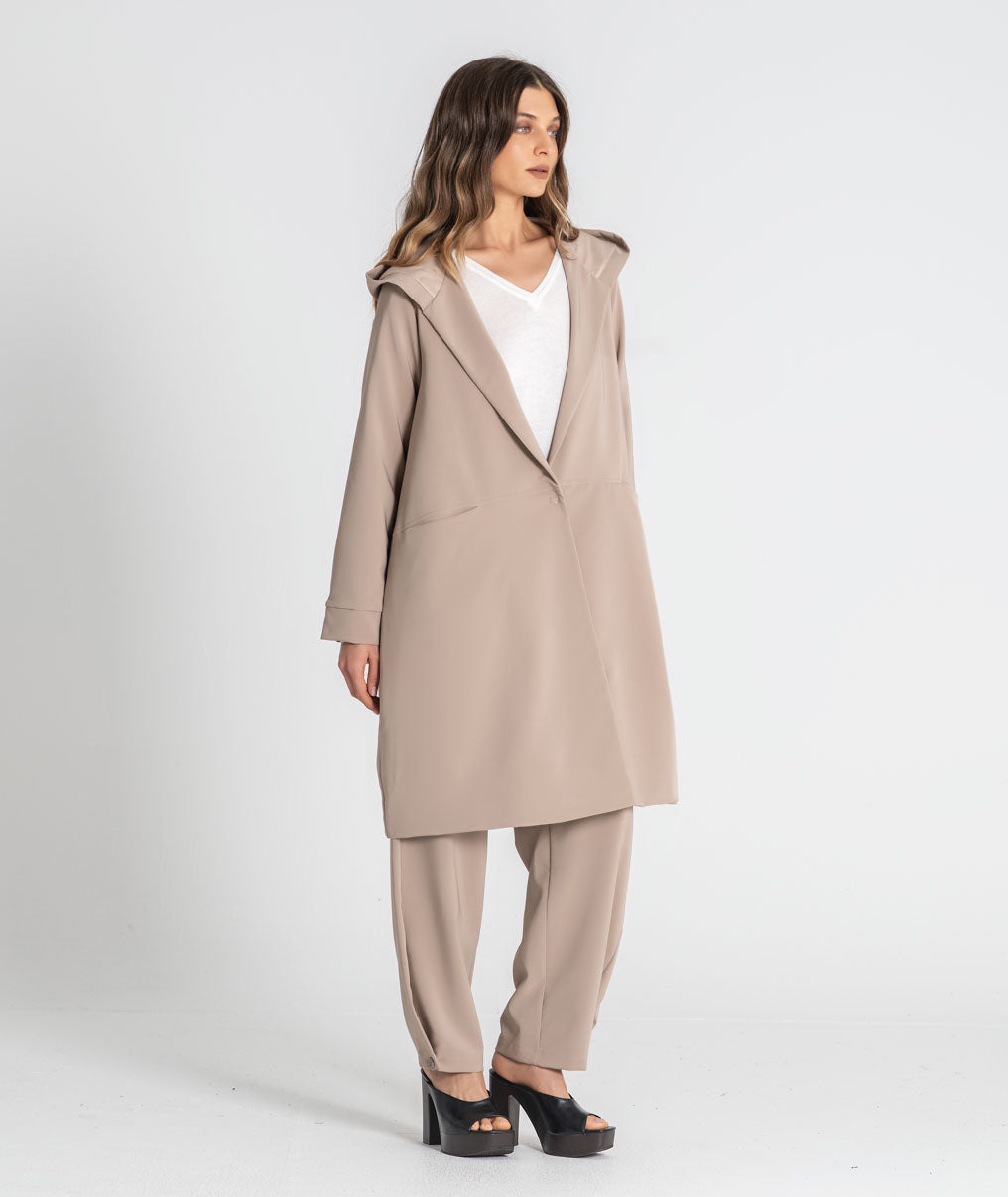 Long hooded coat 6536