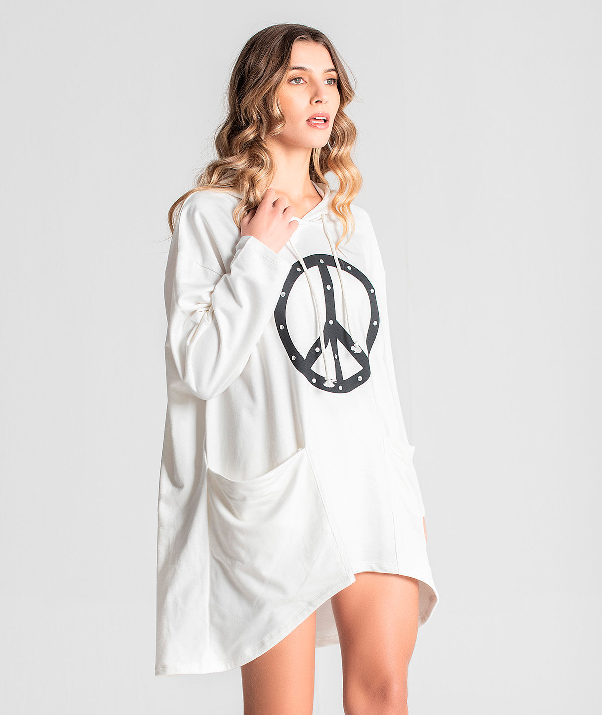 Sweater em felpa motivo peace F043