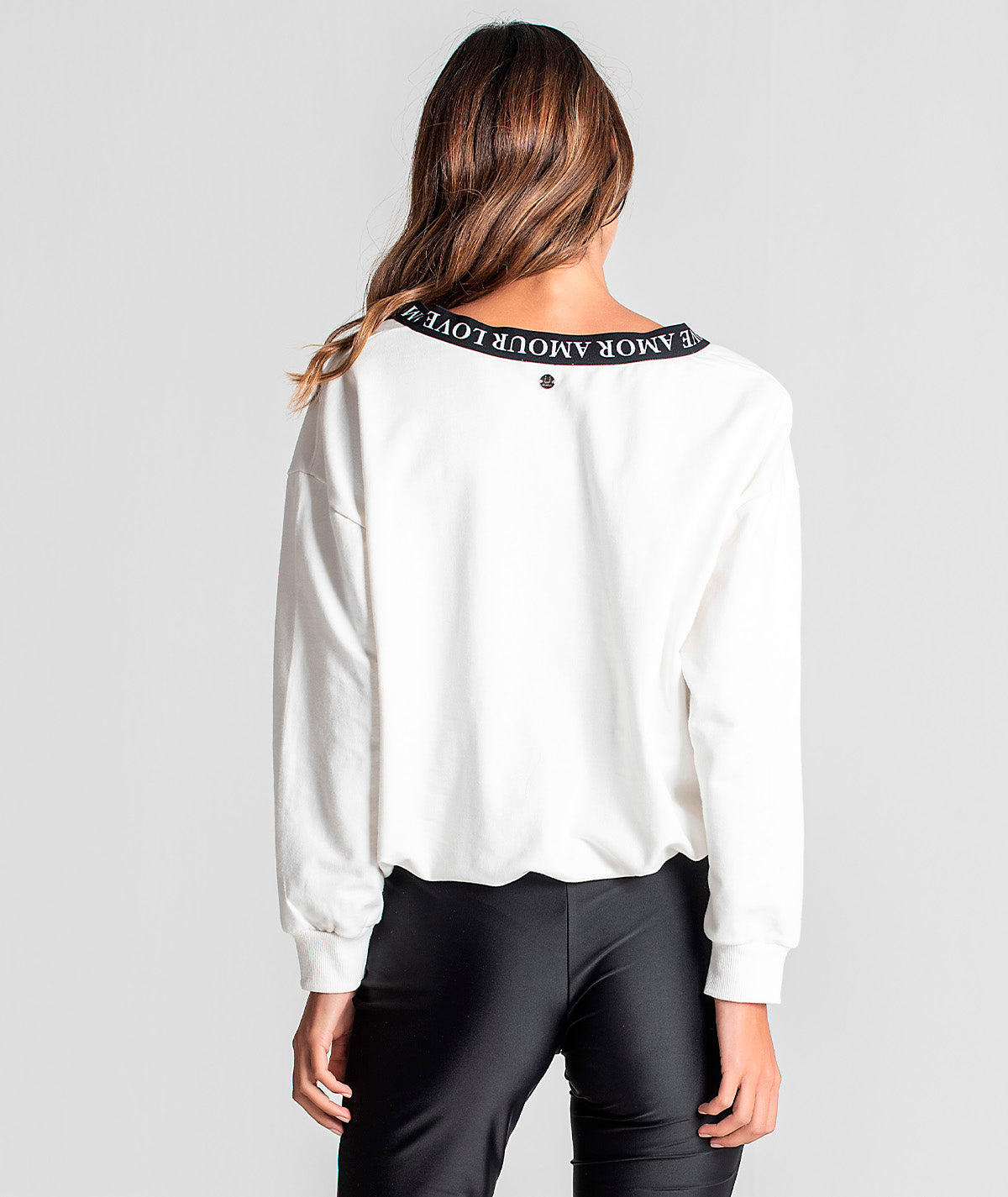 Sweater em felpa com elástico love F045