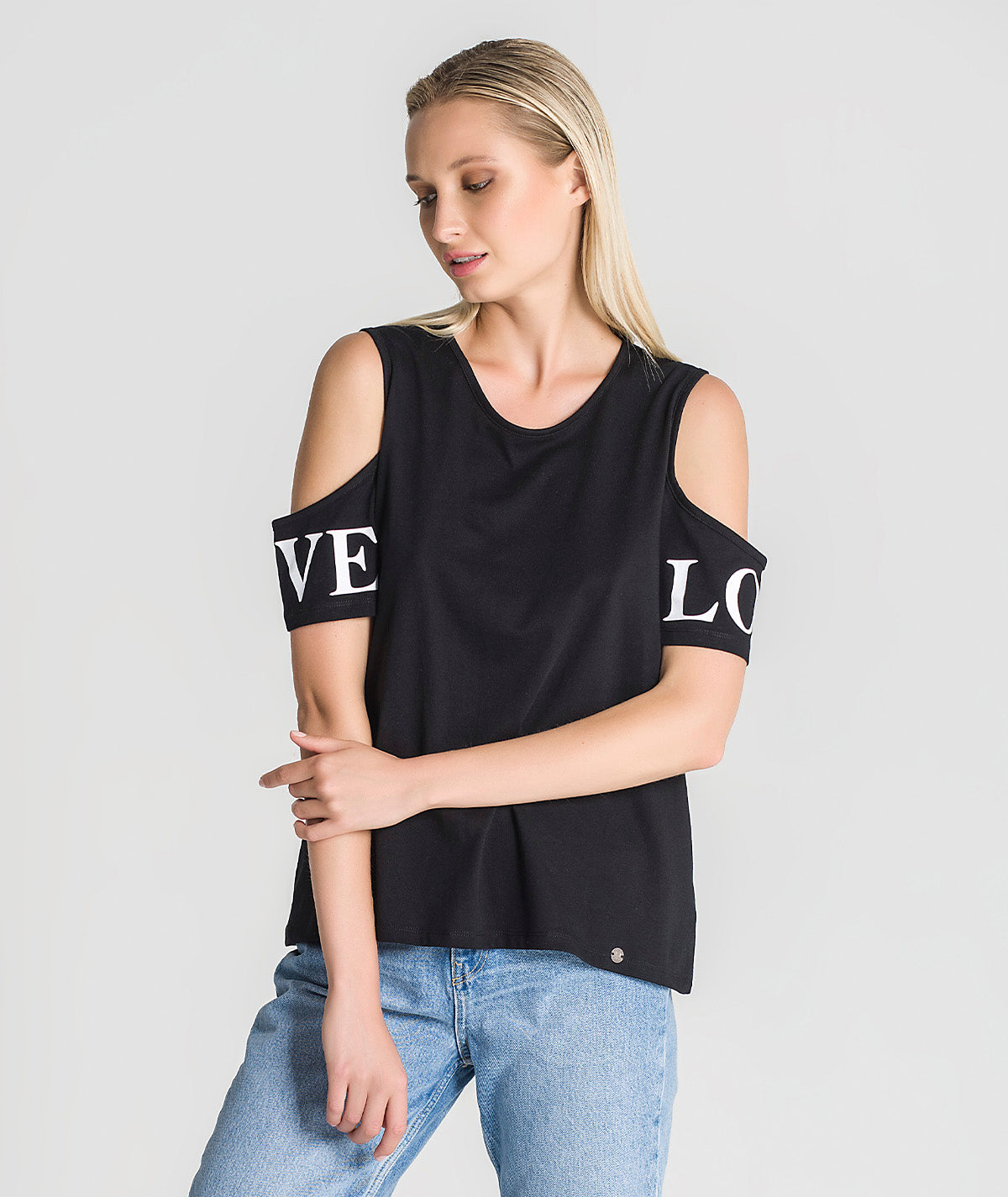 T‐shirt "Love" com recorte nos ombros T076