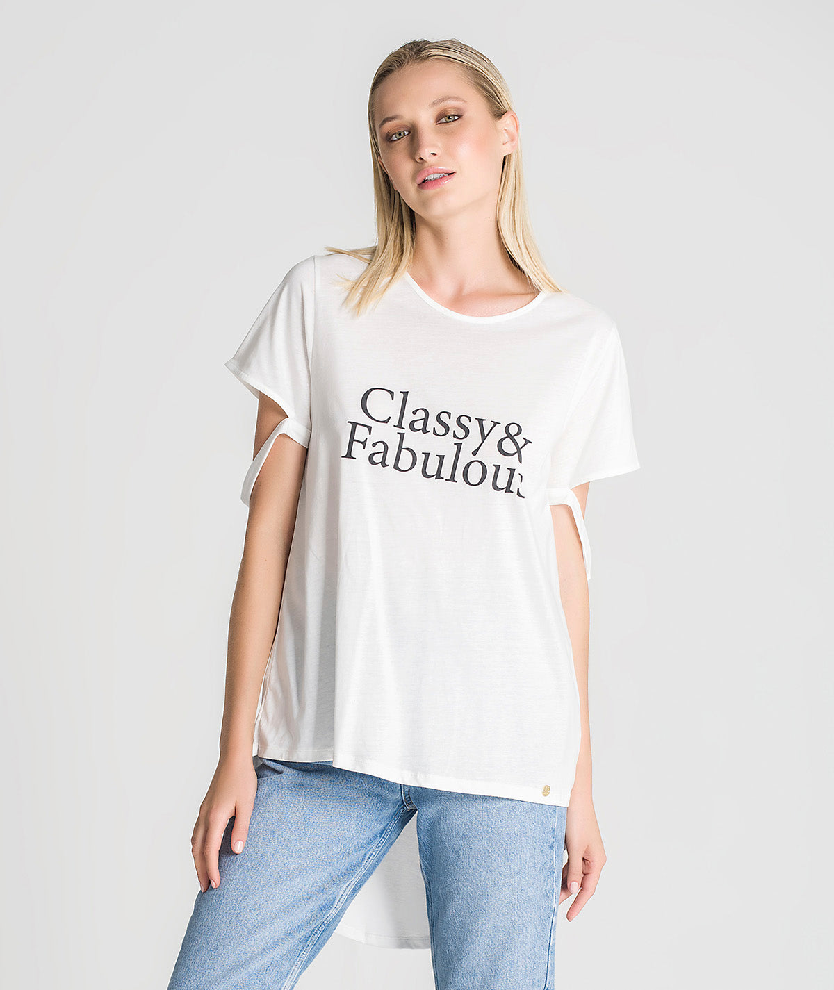 T‐shirt assimétrica "Classy & Fabulous" T077