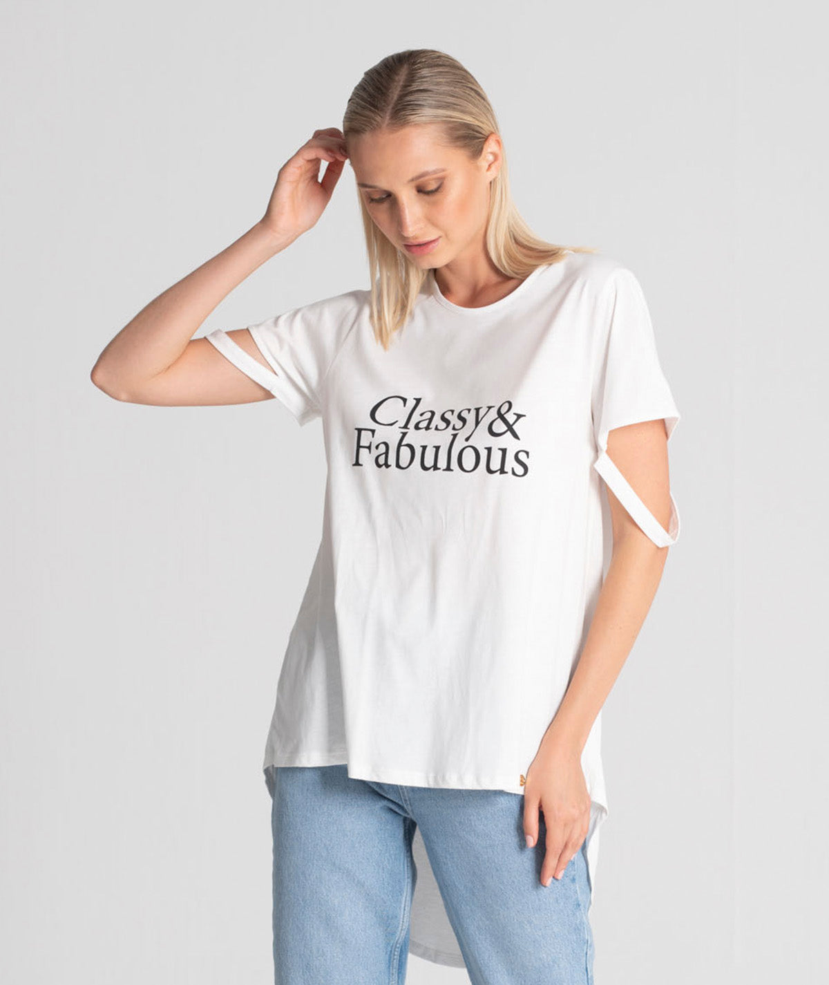 T‐shirt assimétrica "Classy & Fabulous" T077