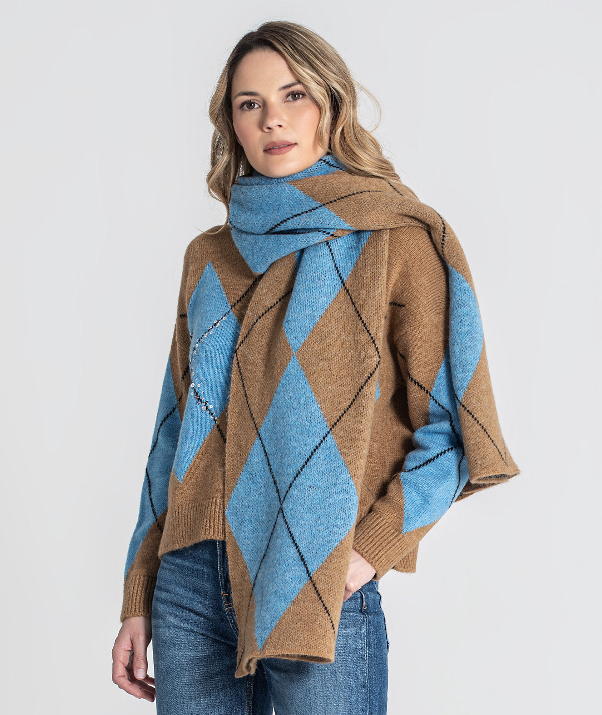 Diamond pattern scarf A059