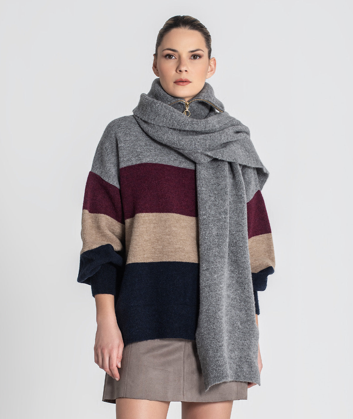 Zippered scarf collar A060