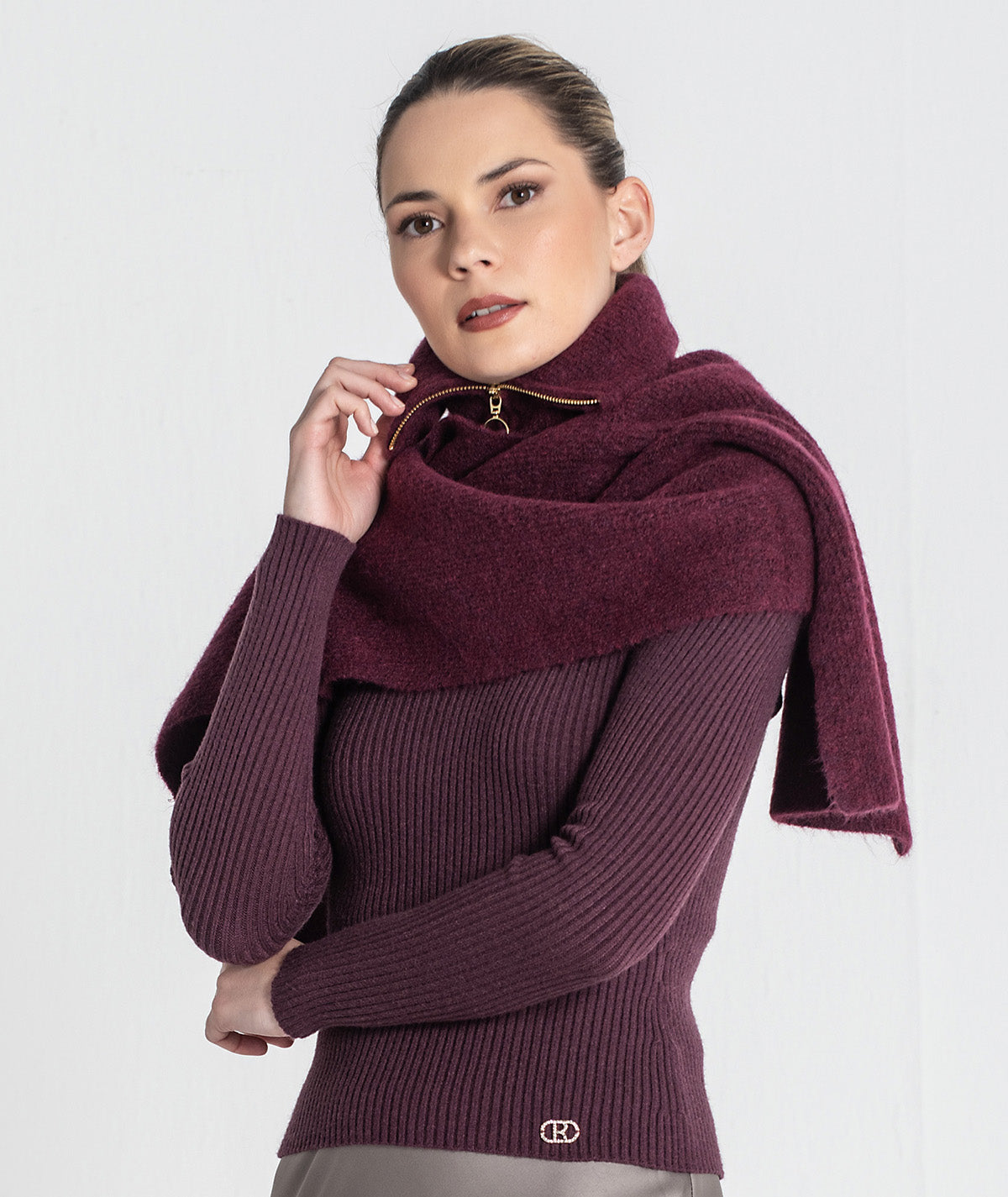 Zippered scarf collar A060
