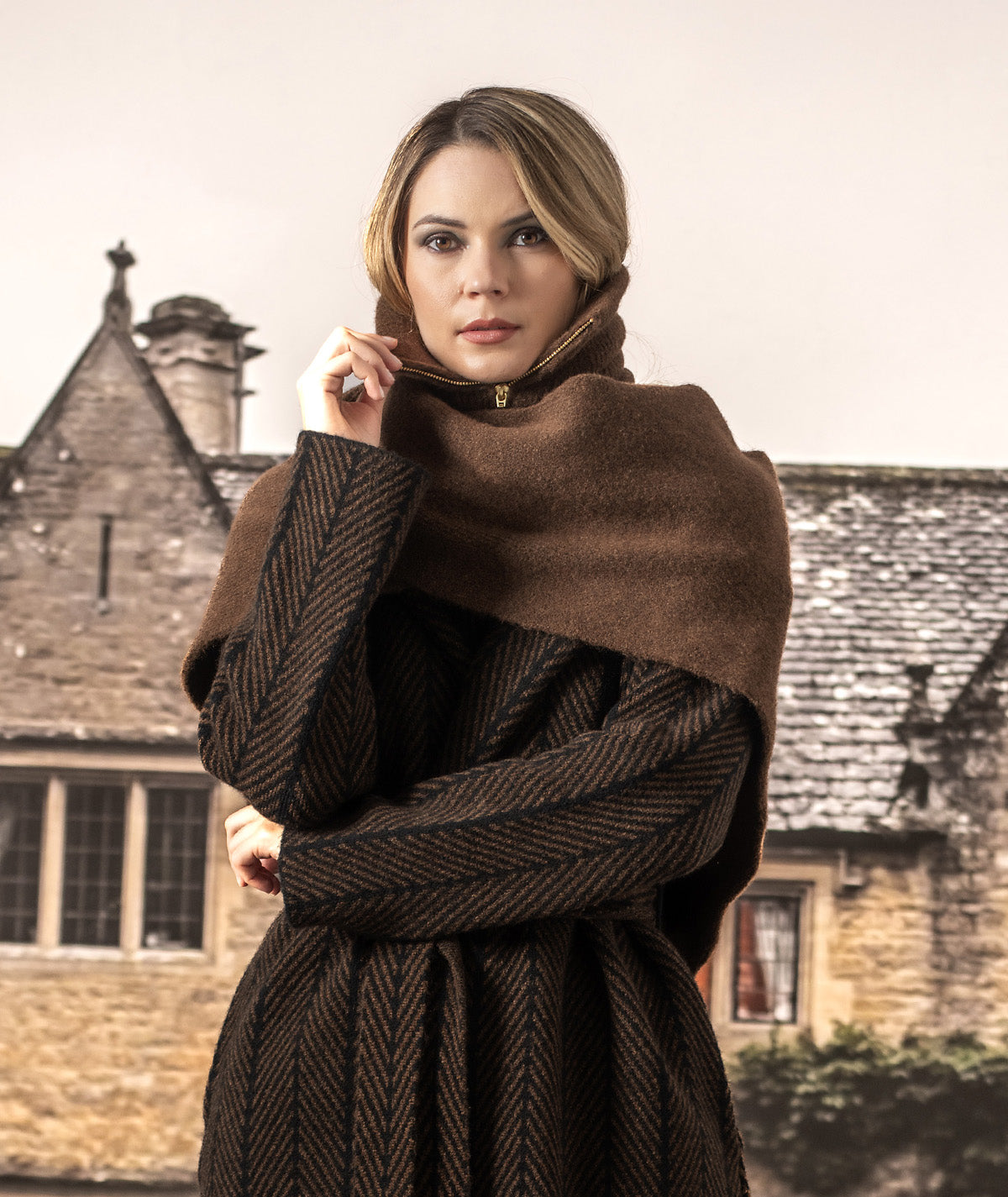 Zippered scarf collar A060