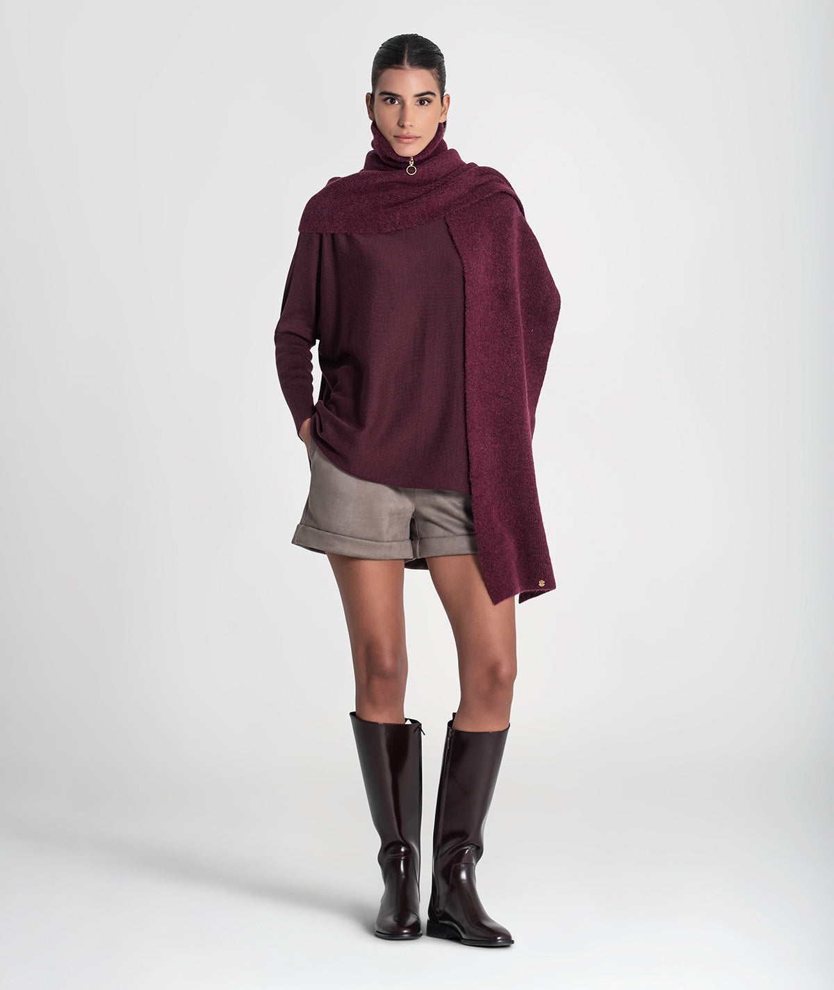 Zippered scarf collar A060