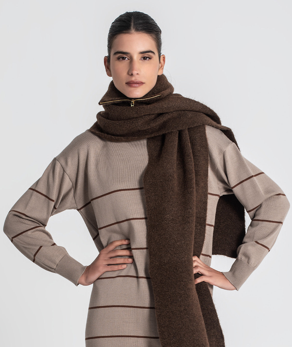 Zippered scarf collar A060