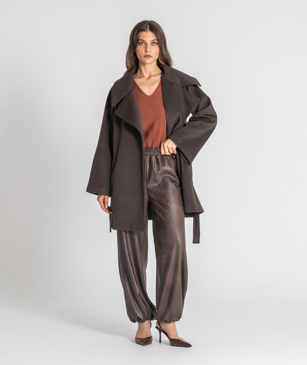 Short coat with belt C206