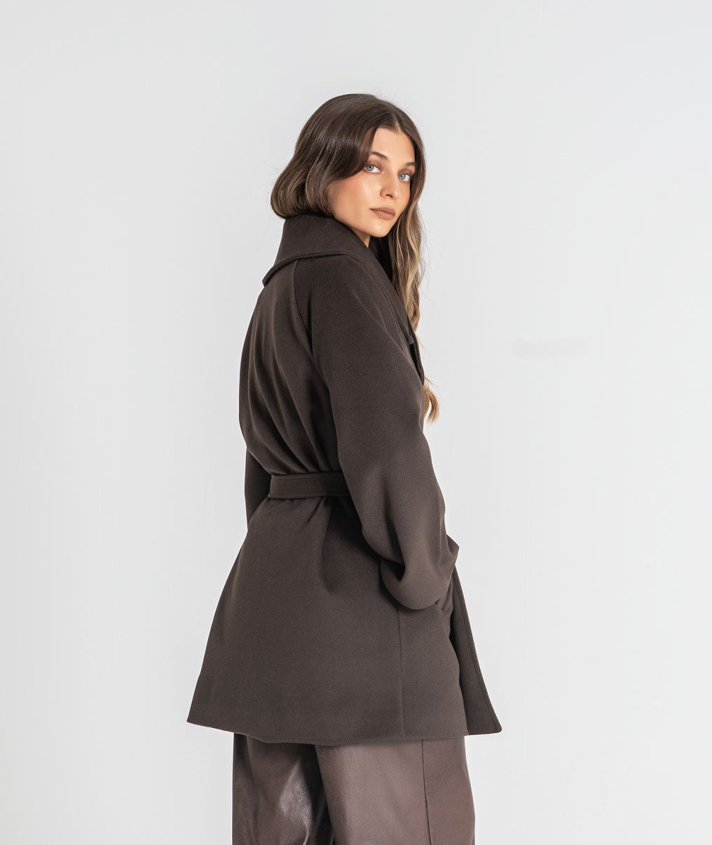 Short coat with belt C206