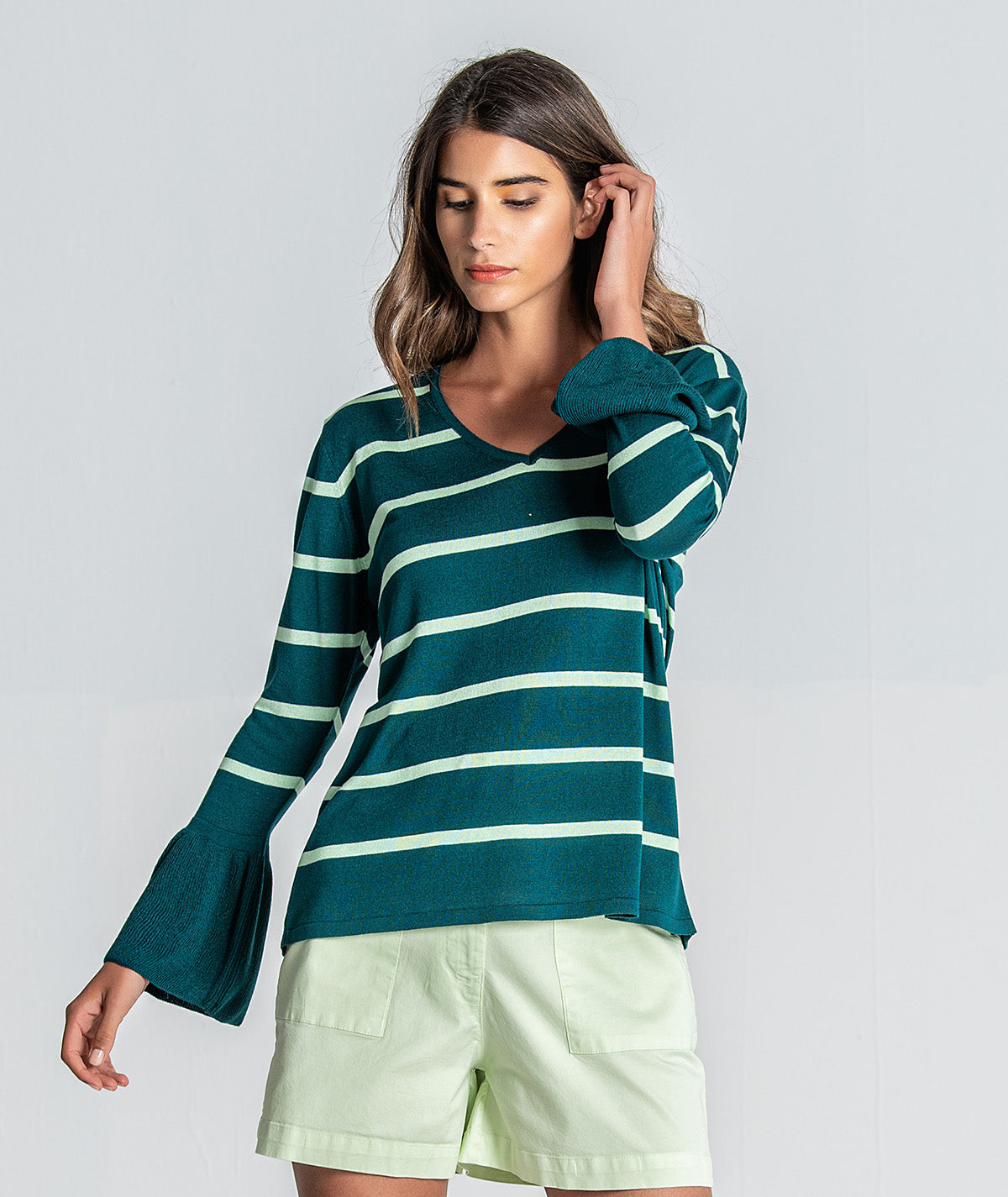 Camisola riscas manga folho 1879