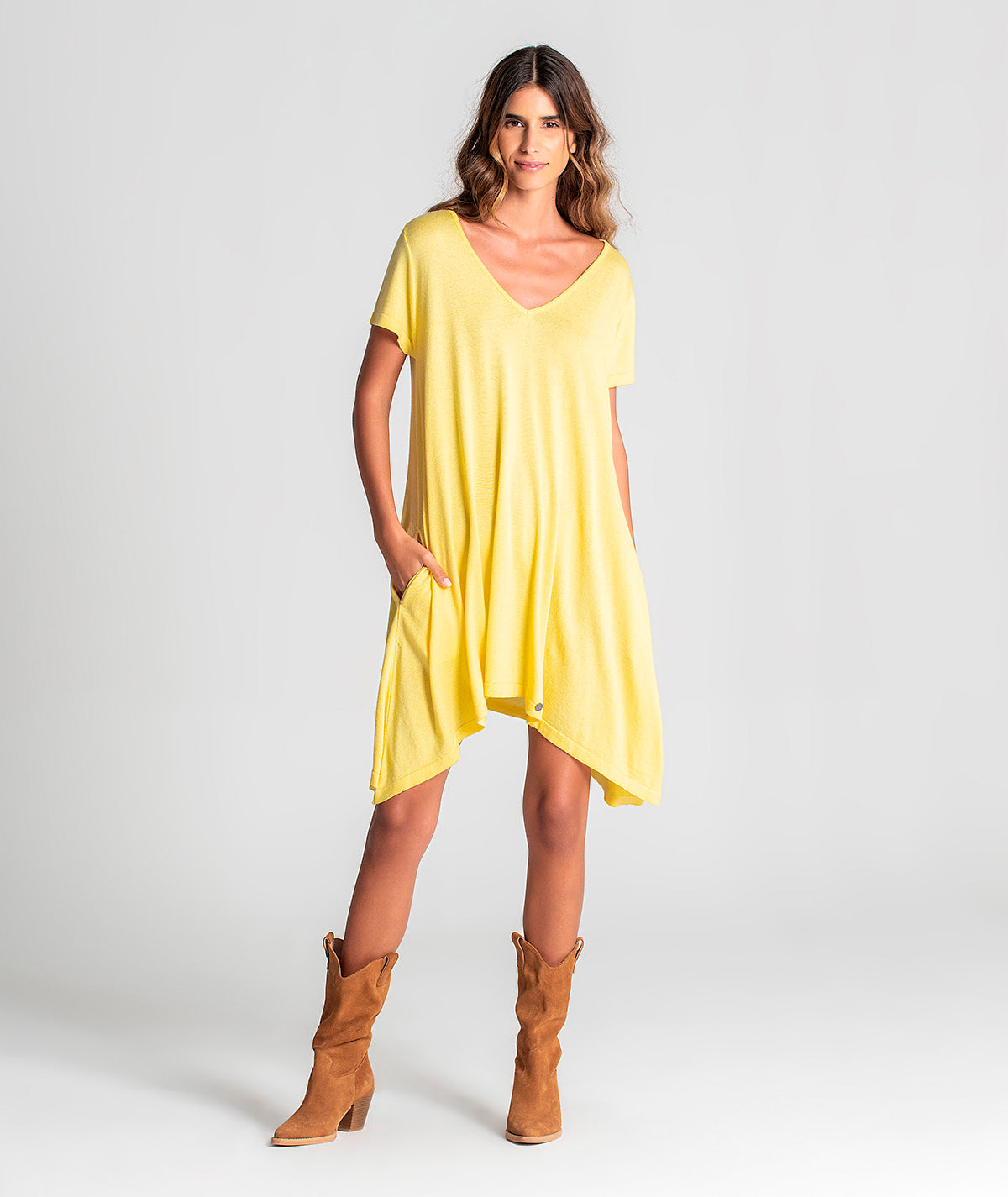 Vestido básico decote em V 3143