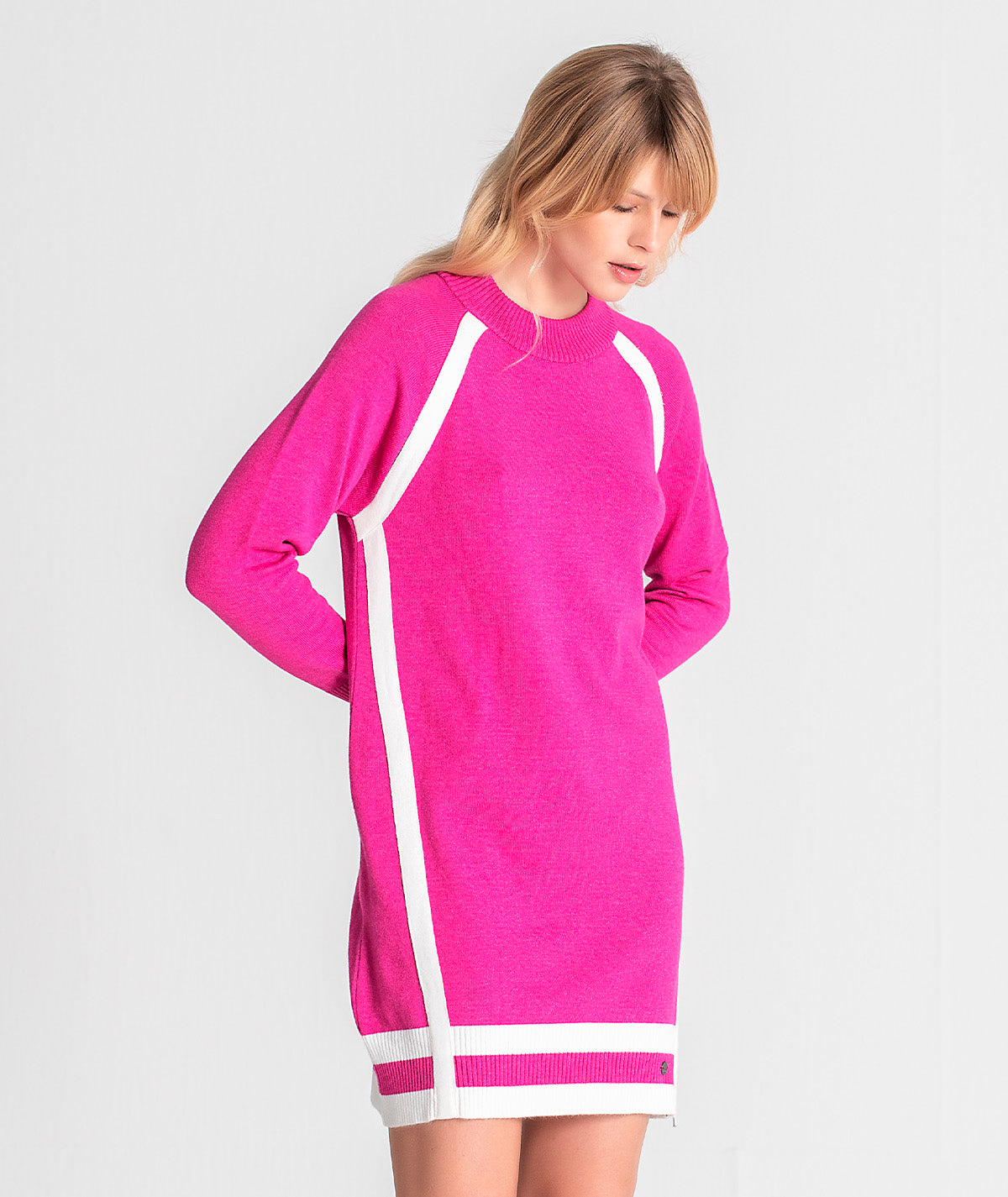 Vestido com riscas a contraste 3181