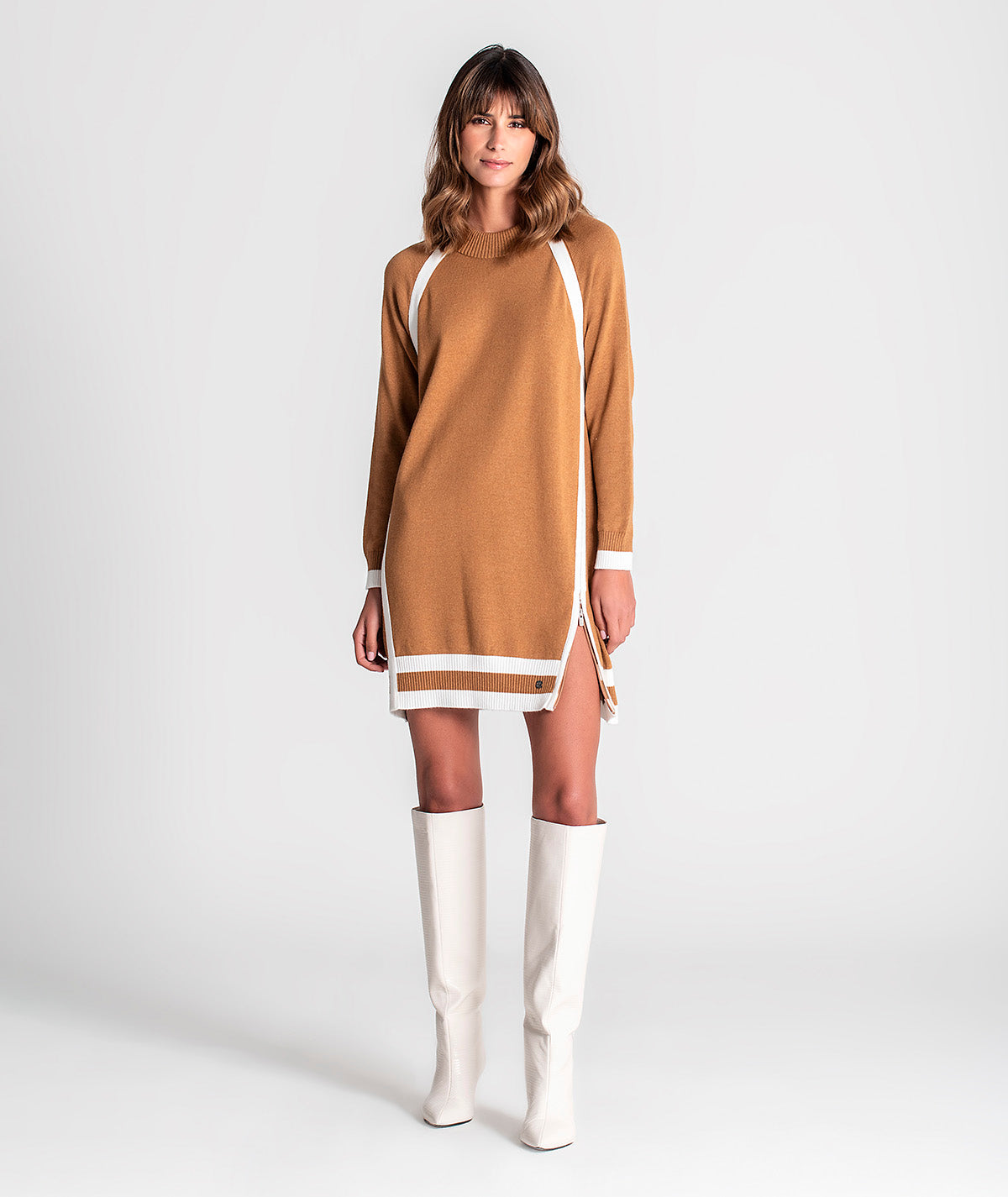 Vestido com riscas a contraste 3181