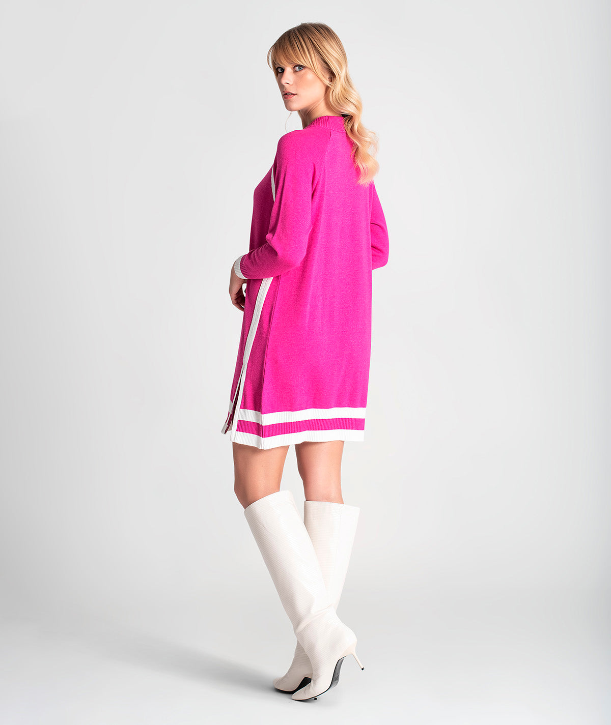 Vestido com riscas a contraste 3181