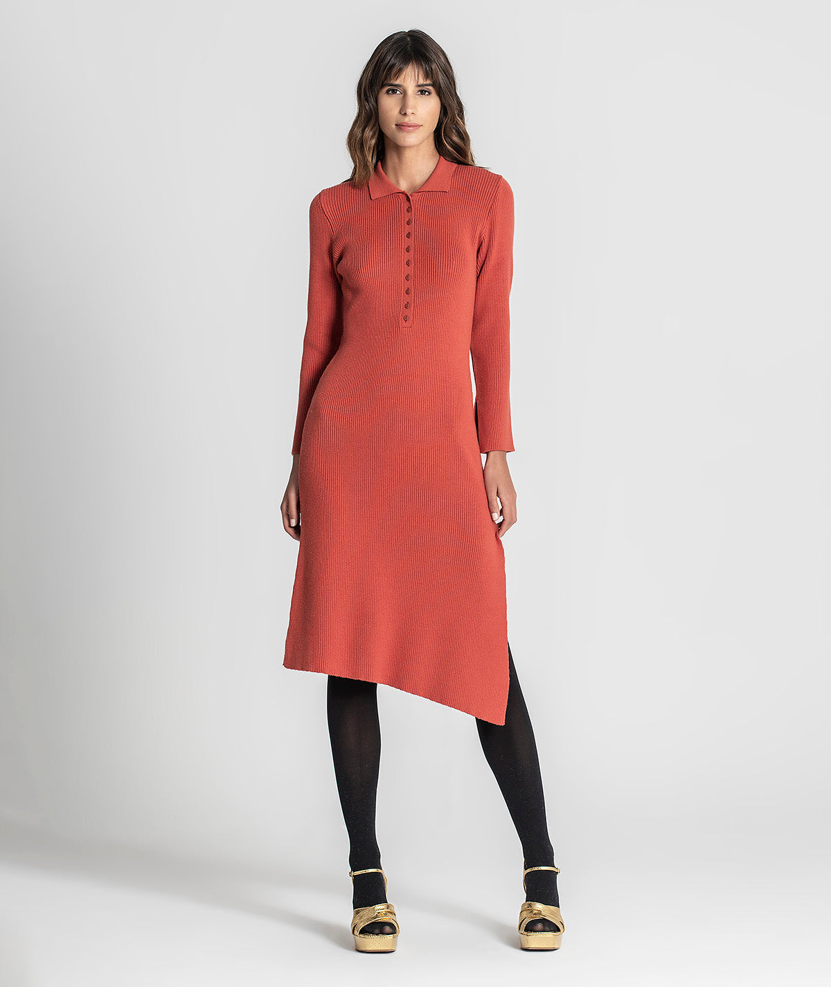 Vestido assimétrico com botões 3265