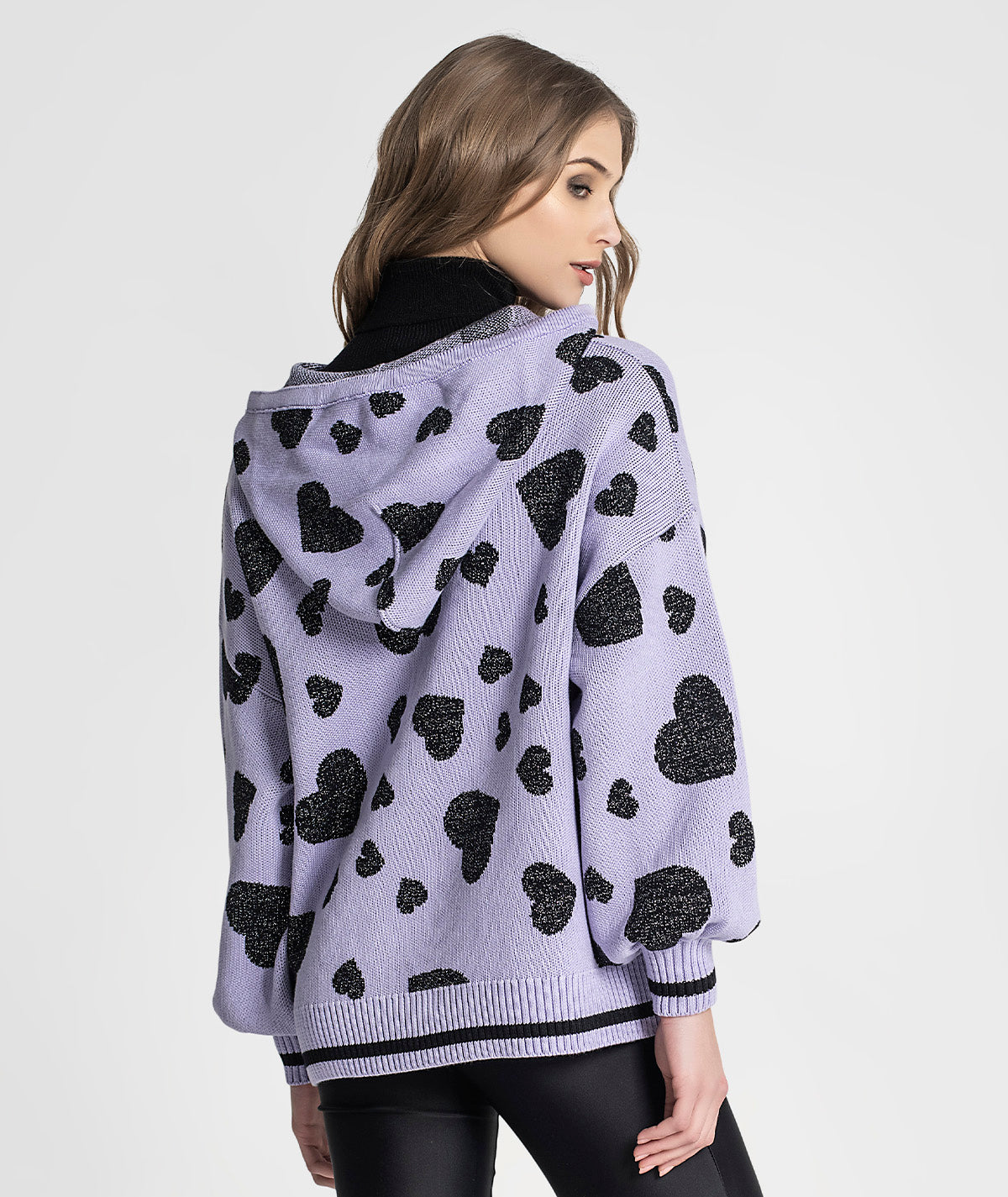 Camisola jacquard corações com capucho 3266