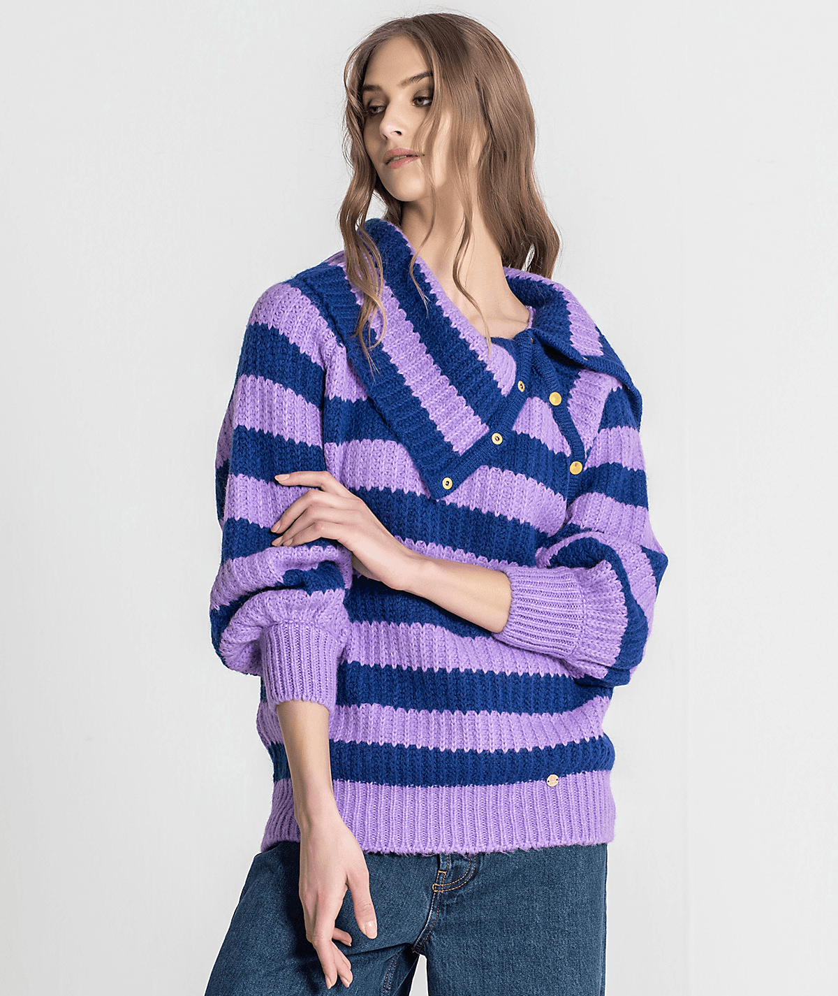 Camisola com riscas e molas na gola 3272