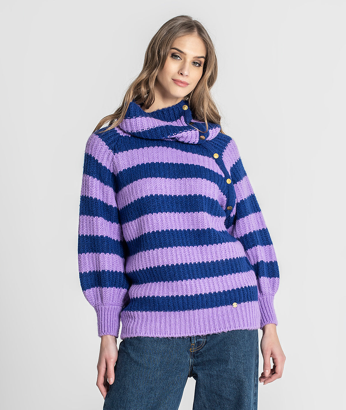 Camisola com riscas e molas na gola 3272