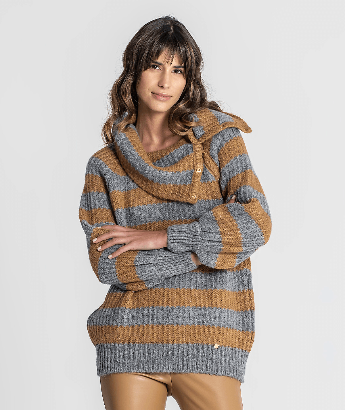 Camisola com riscas e molas na gola 3272