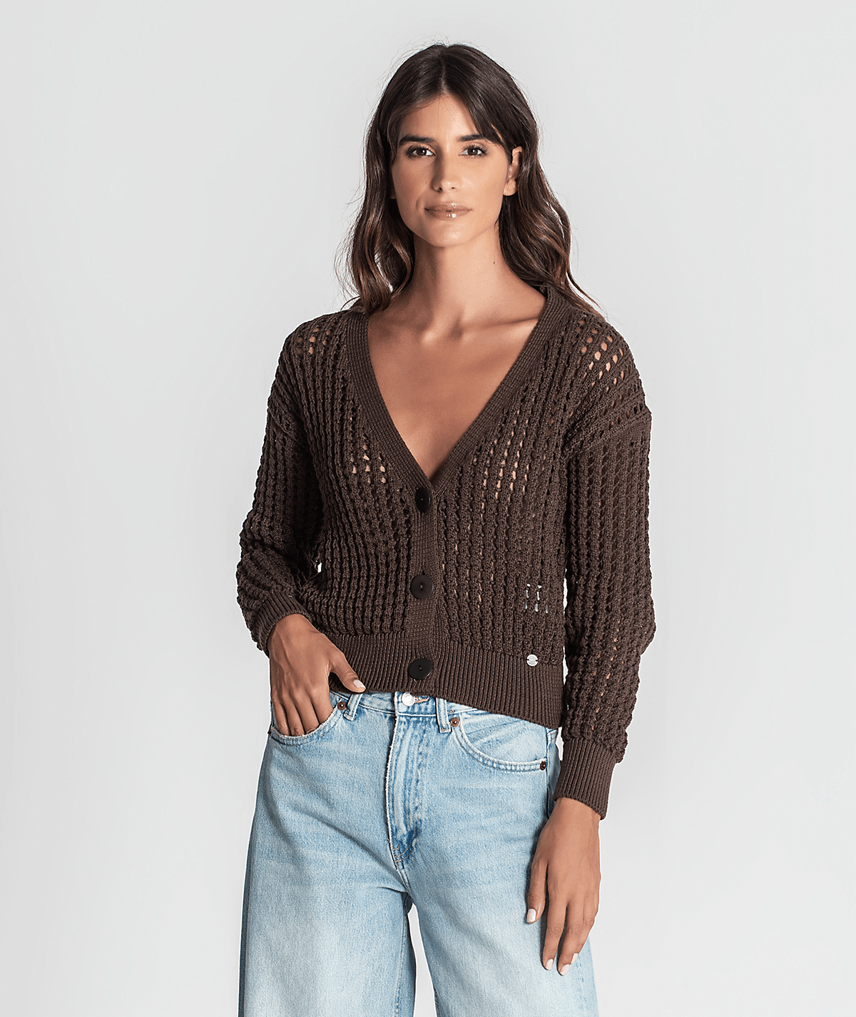 Short perforated jacket with buttons 3289