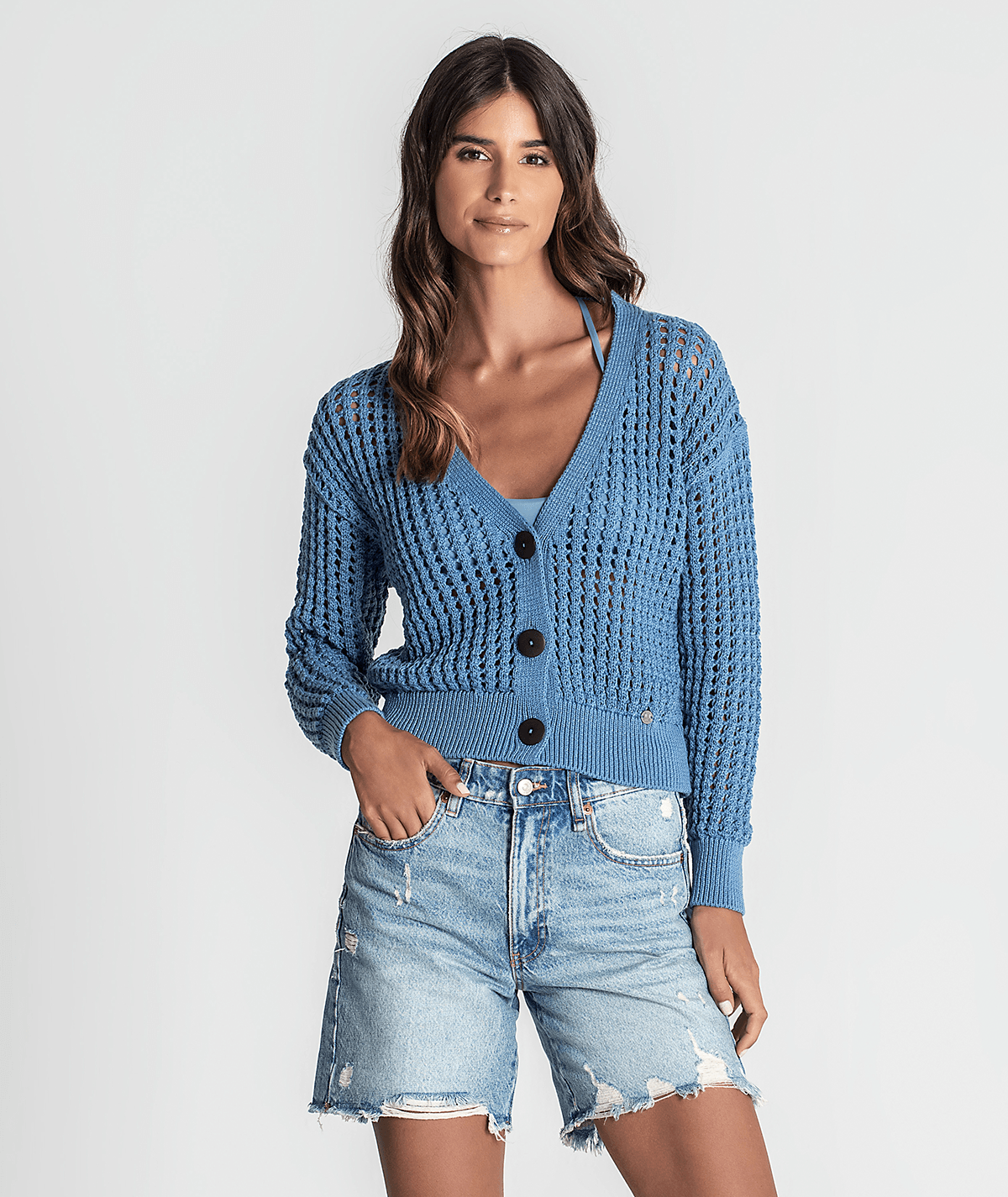 Short perforated jacket with buttons 3289