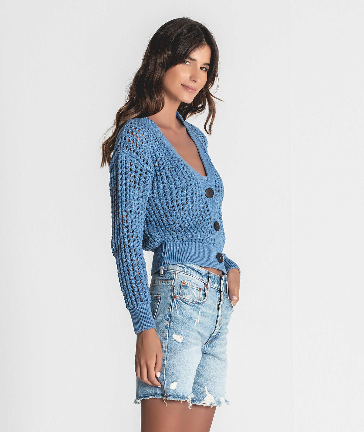 Short perforated jacket with buttons 3289