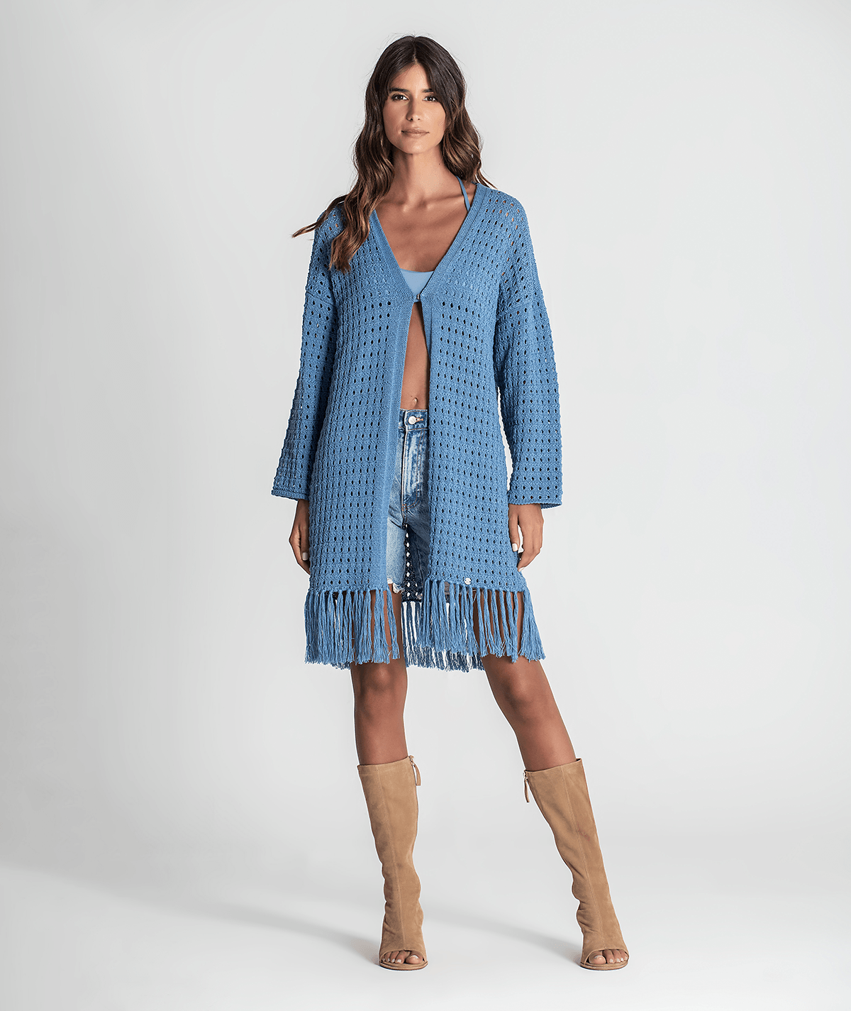 Perforated jacket with fringe 3290