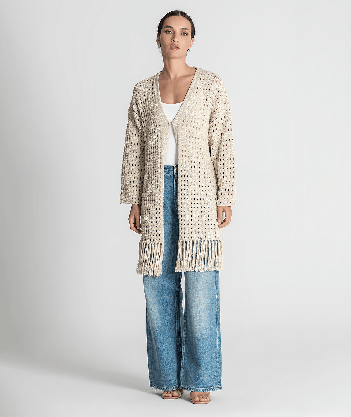 Perforated jacket with fringe 3290