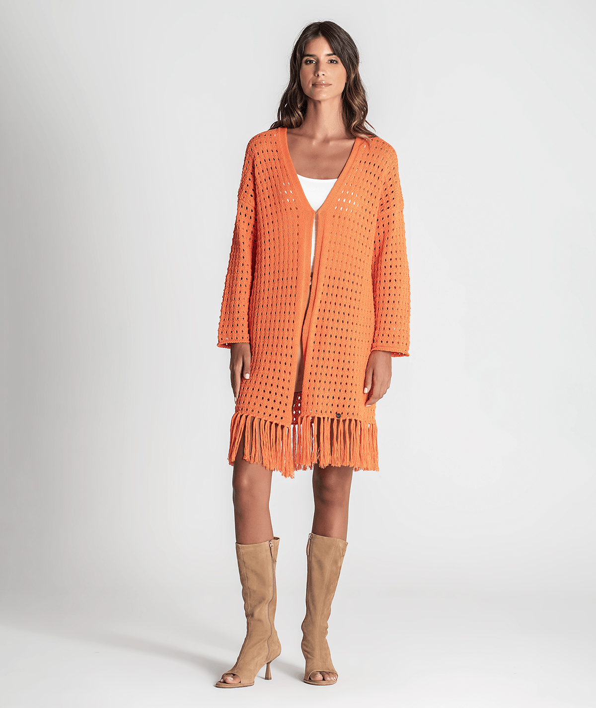 Perforated jacket with fringe 3290