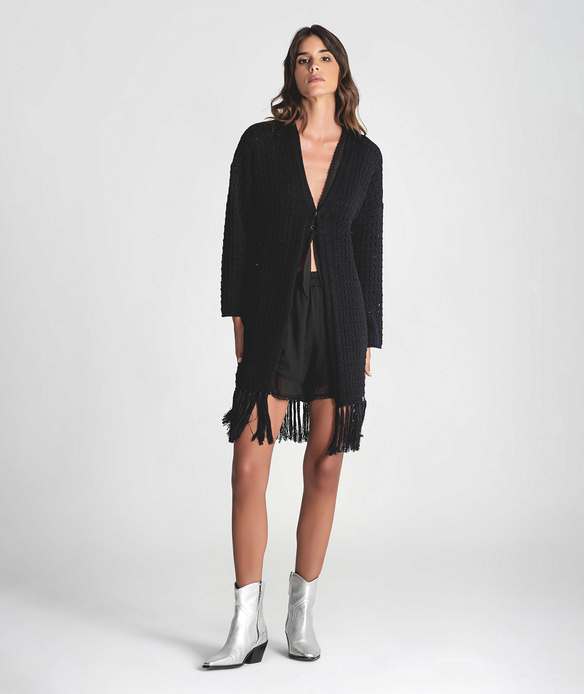 Perforated jacket with fringe 3290