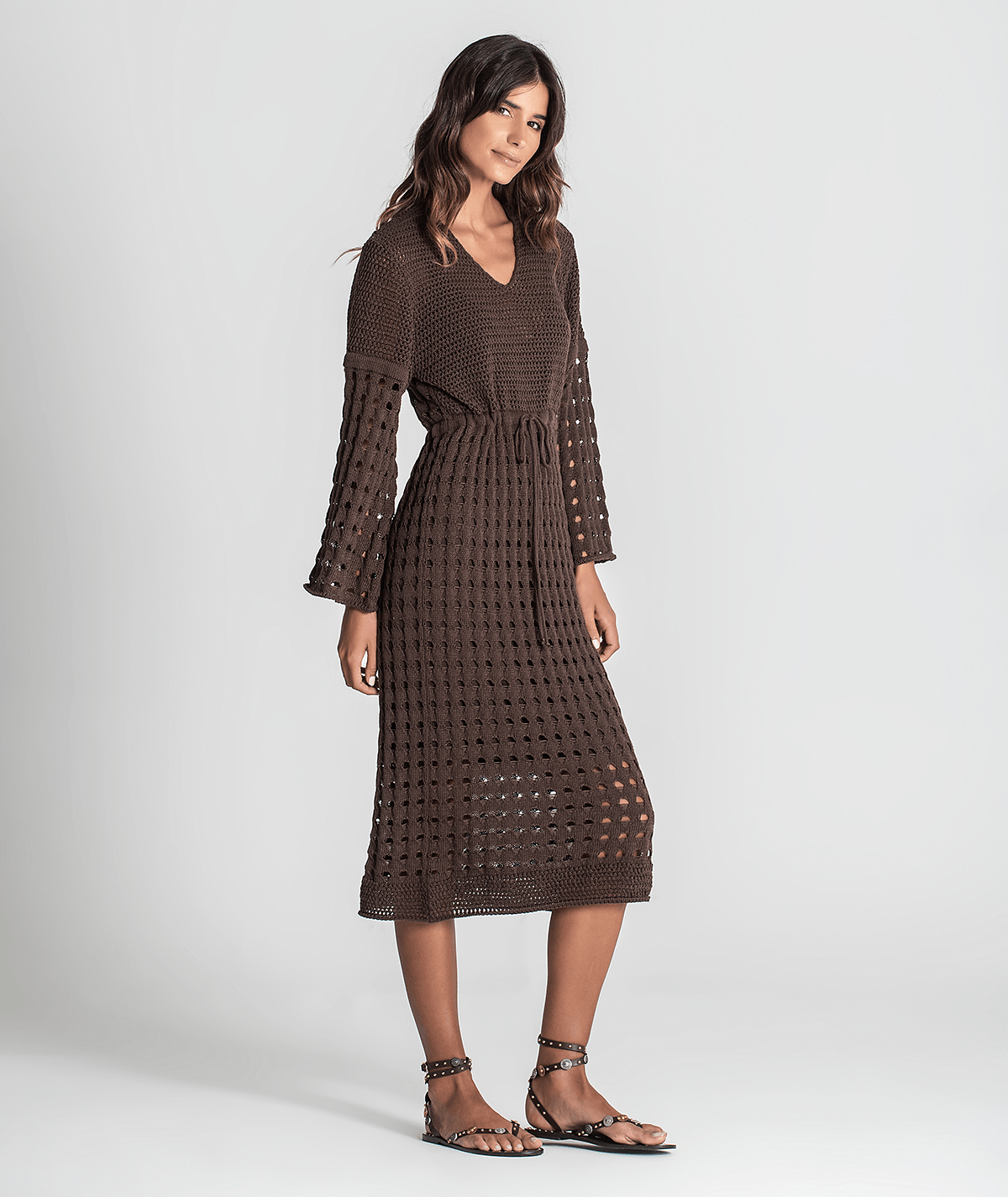 Vestido perfurado com cordão 3291